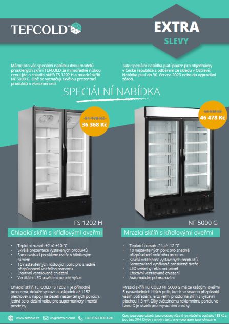 Speciální nabídka - extra slevy na prosklené chladicí skříně TEFCOLD